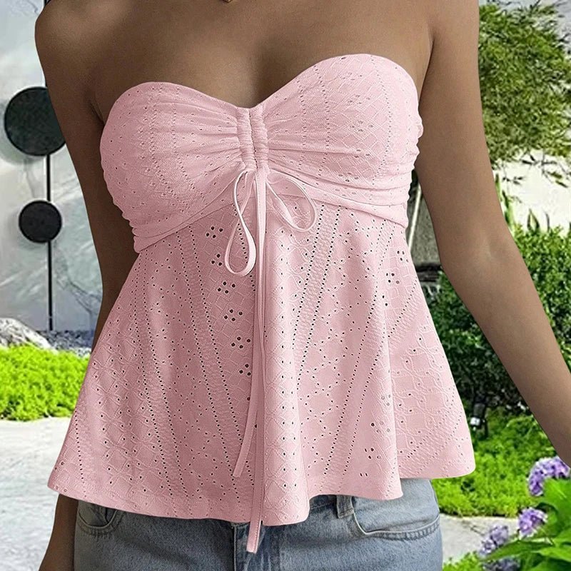 Jasmine bandeau-top med broderie anglaise