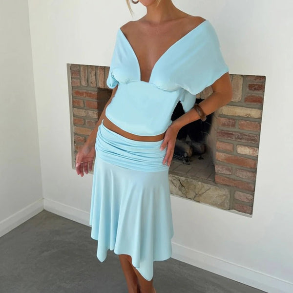 Jenna off shoulder-top- og nederdelssæt