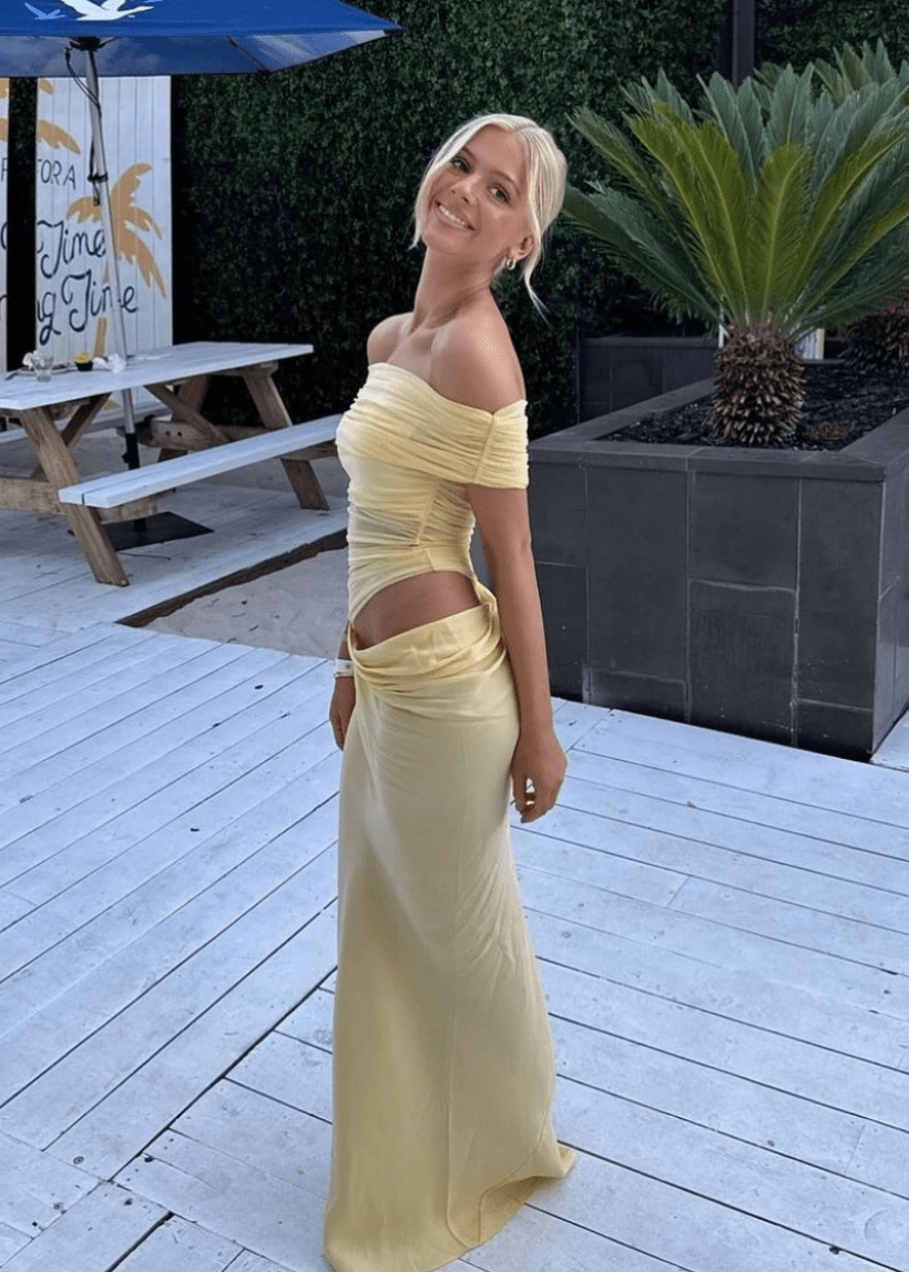 Jessa maxikjole i mesh med bare skuldre