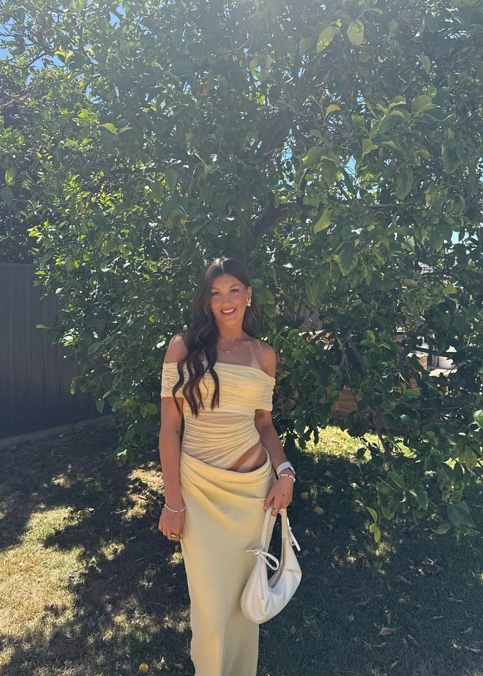 Jessa maxikjole i mesh med bare skuldre