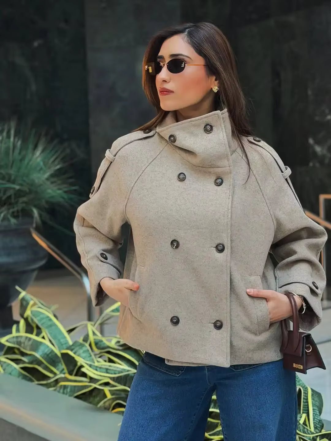 Julie oversized frakke med kinakrave