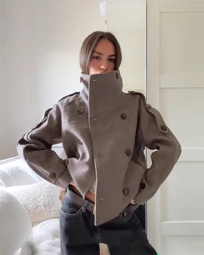 Julie oversized frakke med kinakrave