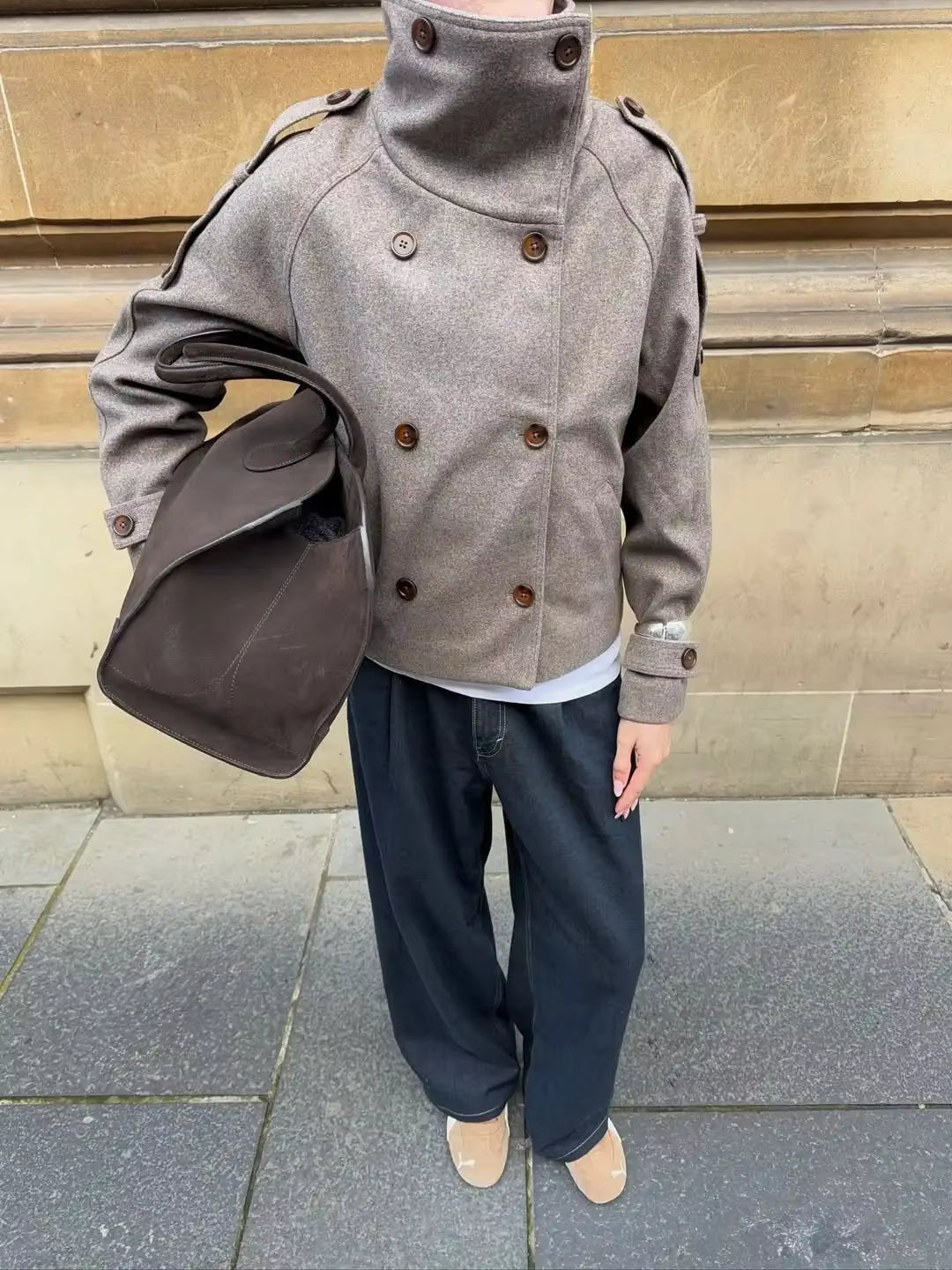 Julie oversized frakke med kinakrave