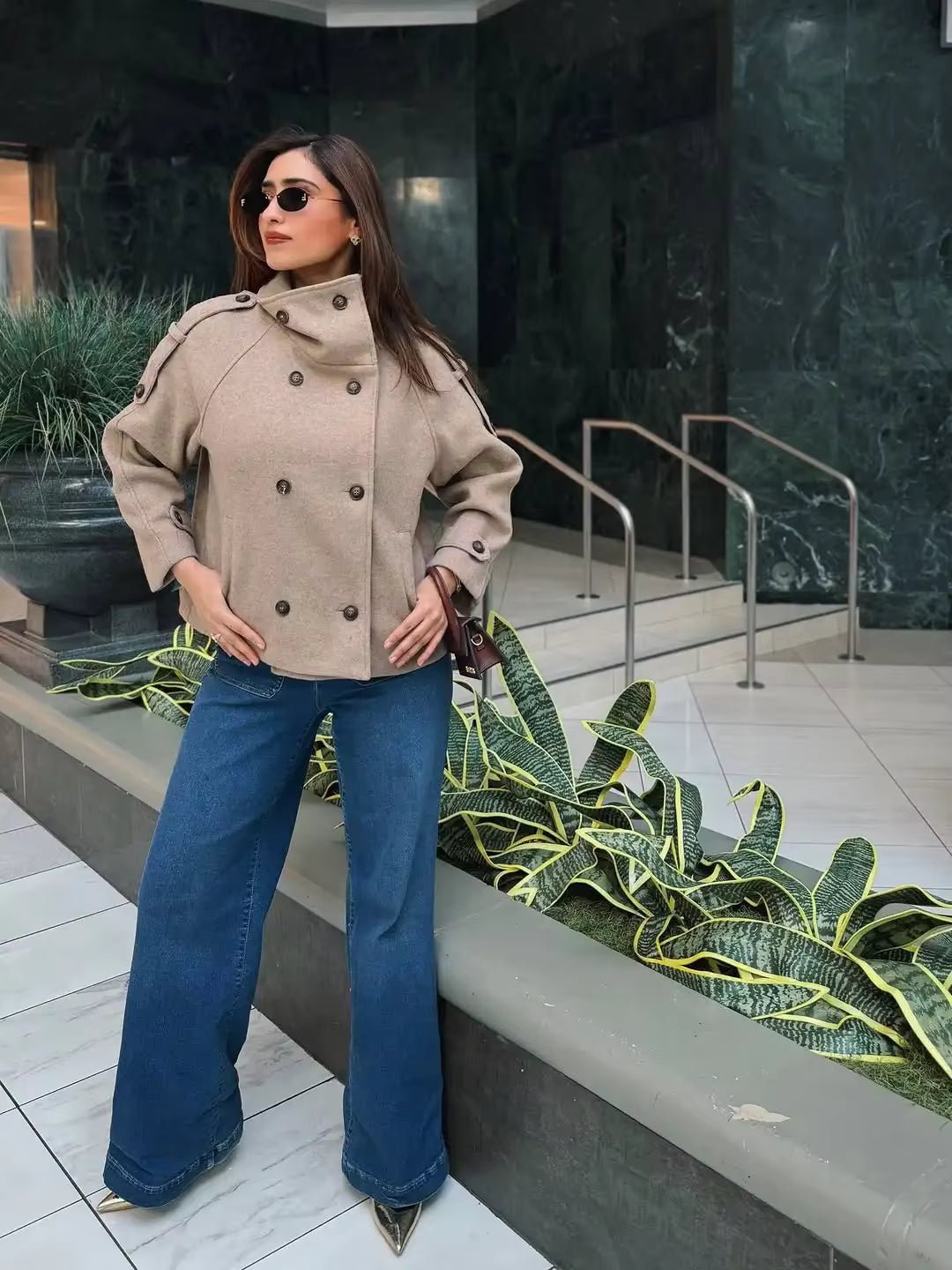 Julie oversized frakke med kinakrave