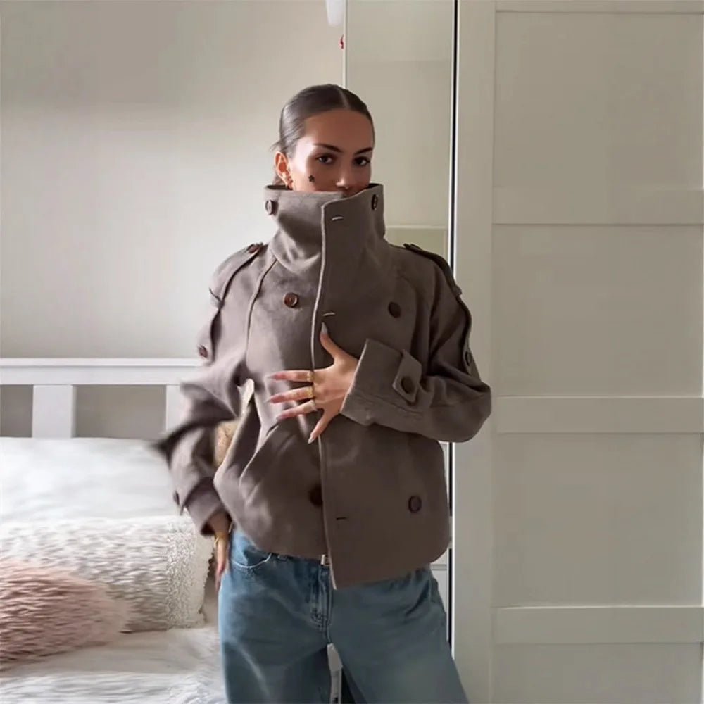 Julie oversized frakke med kinakrave