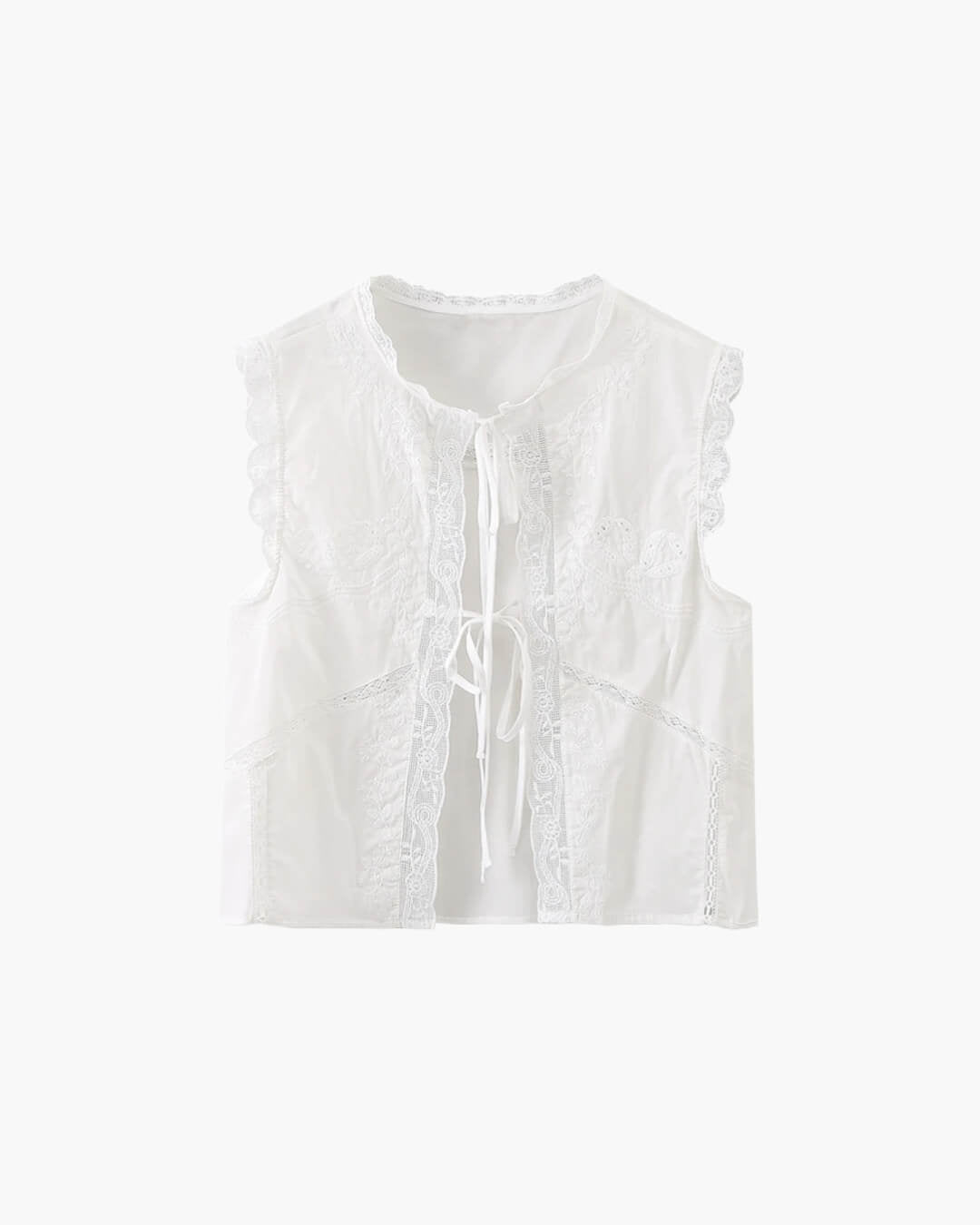 Juvie bluse med broderet blondekant
