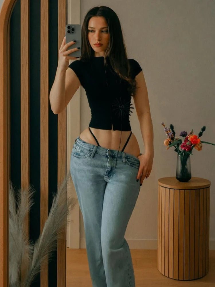 Kalia Tassel Applique Crop Top