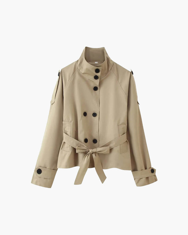 Kara kort trenchcoat med ståkrave