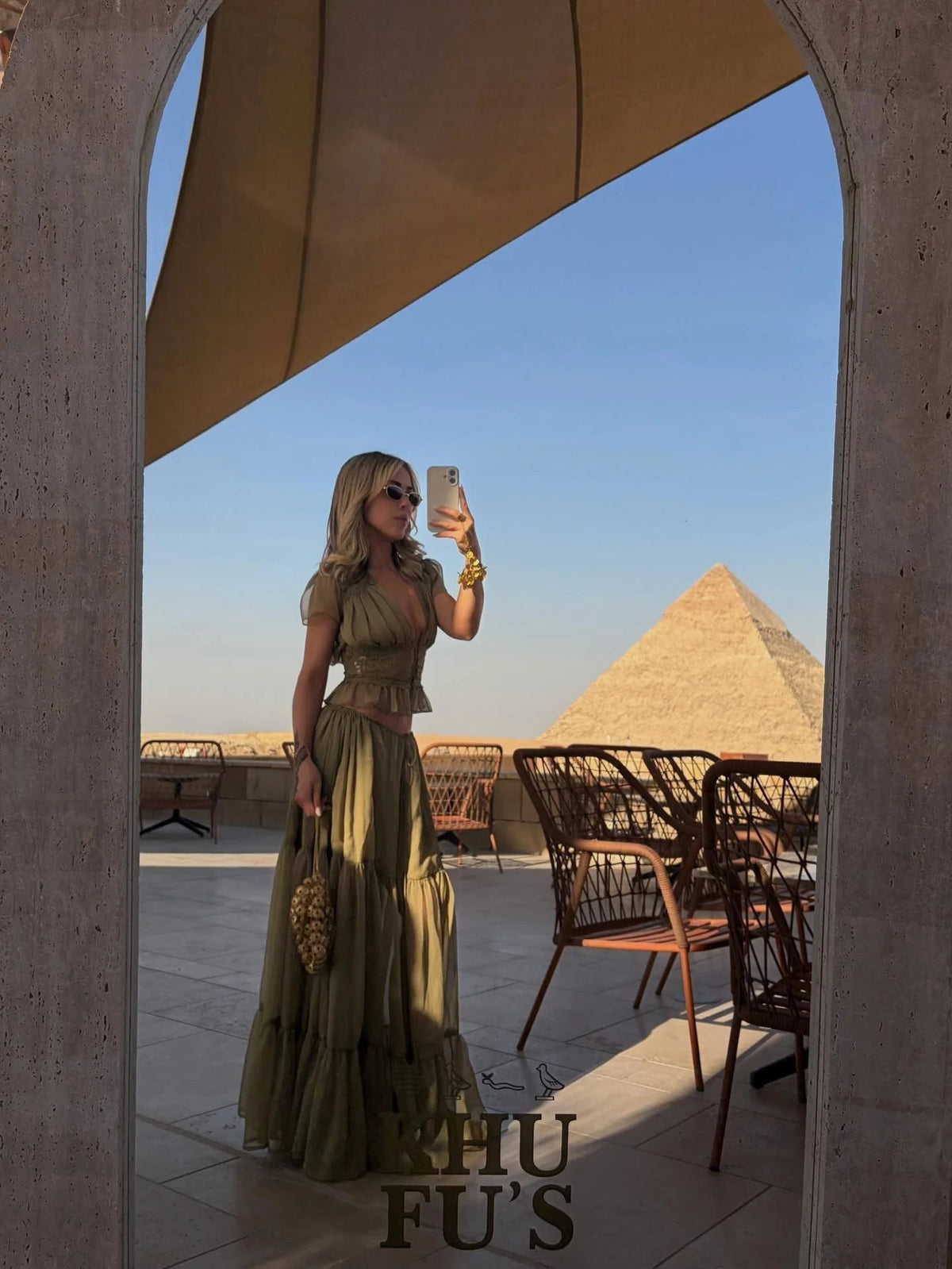 Katerina sæt med blondetop og chiffon-nederdel