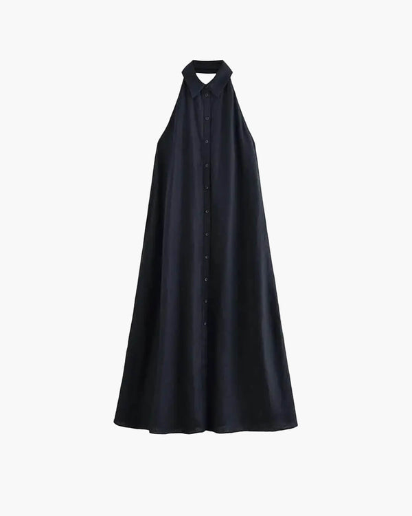 Kaya elegant maxikjole med halterneck