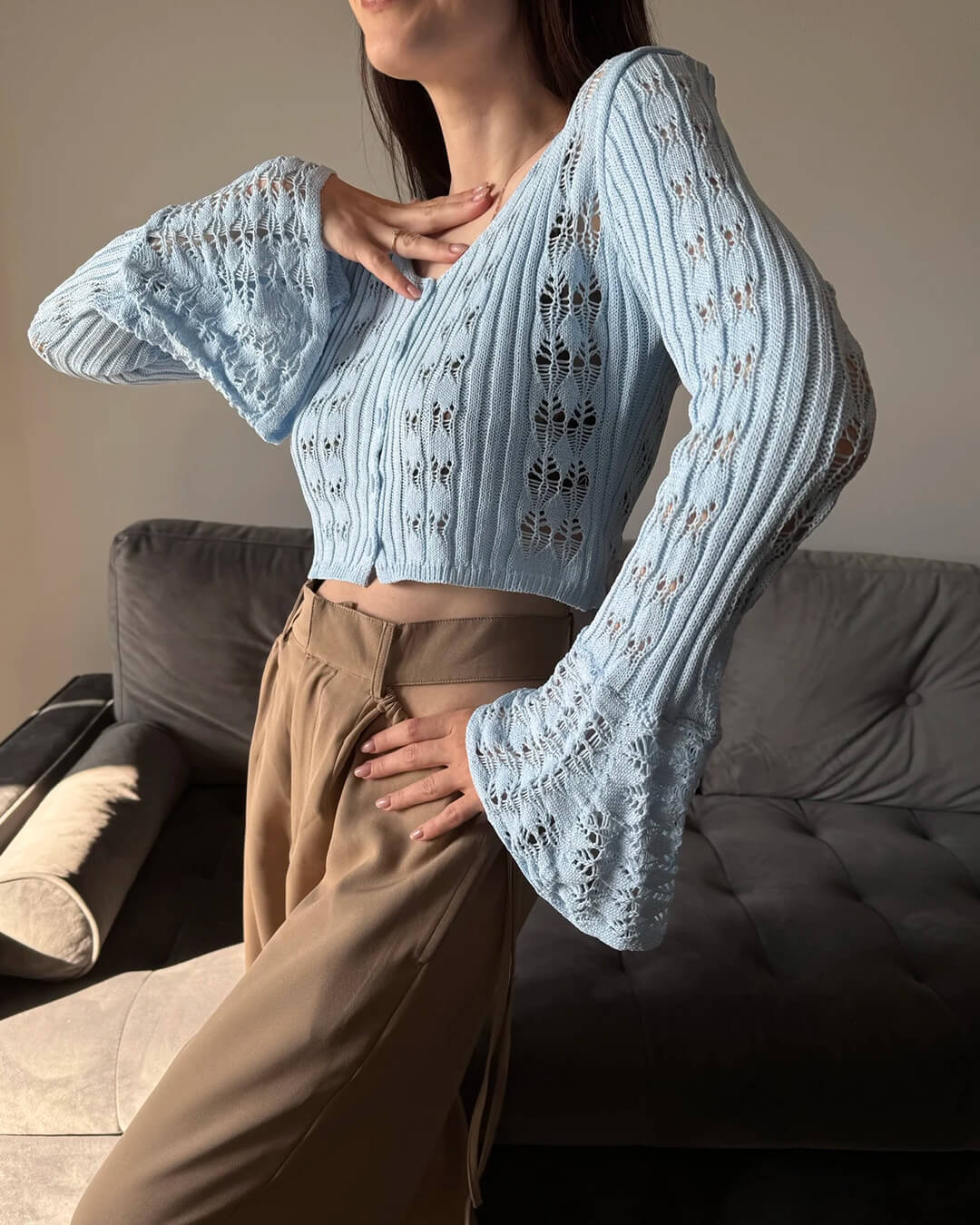 Kendall strikket cardigan med udskæringer