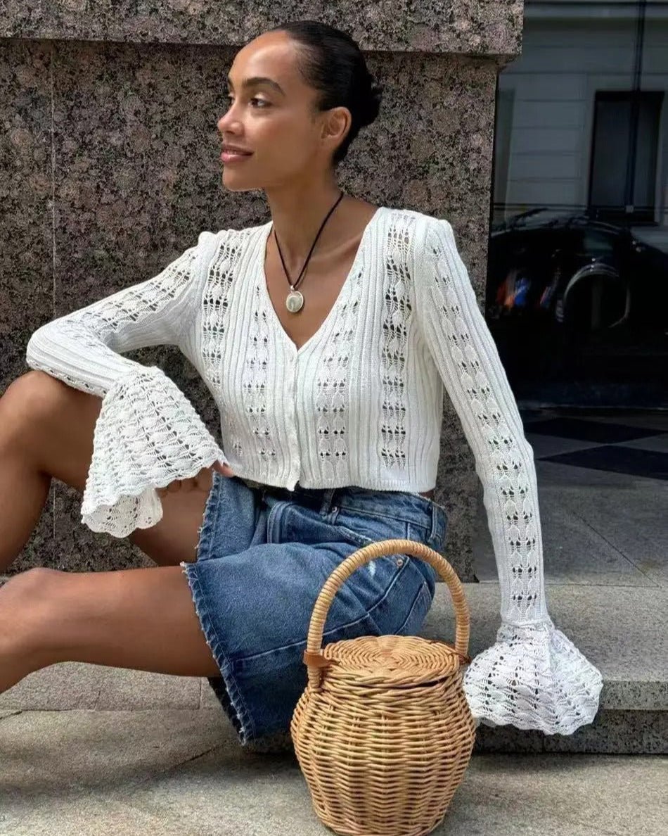 Kendall strikket cardigan med udskæringer