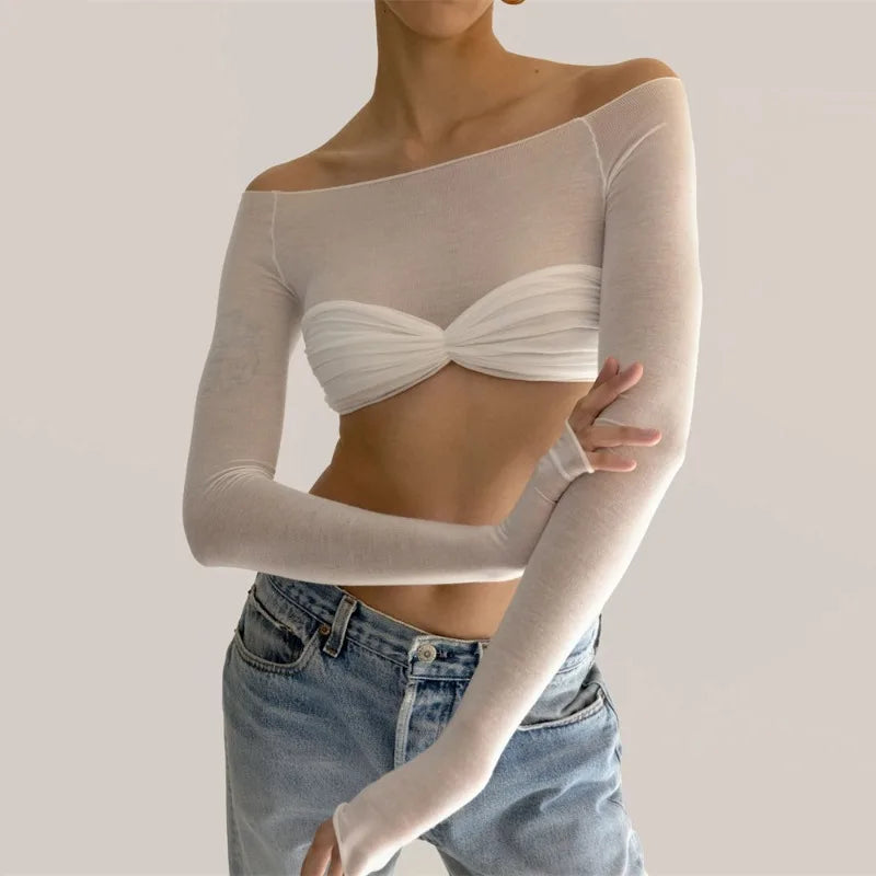 Strikket off-shoulder-top