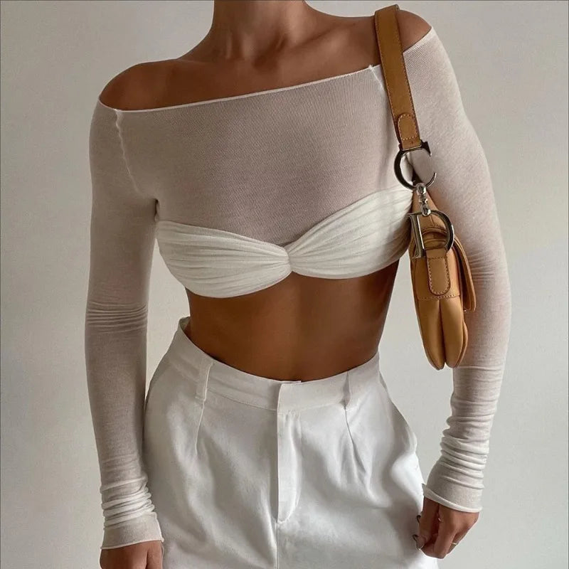 Strikket off-shoulder-top