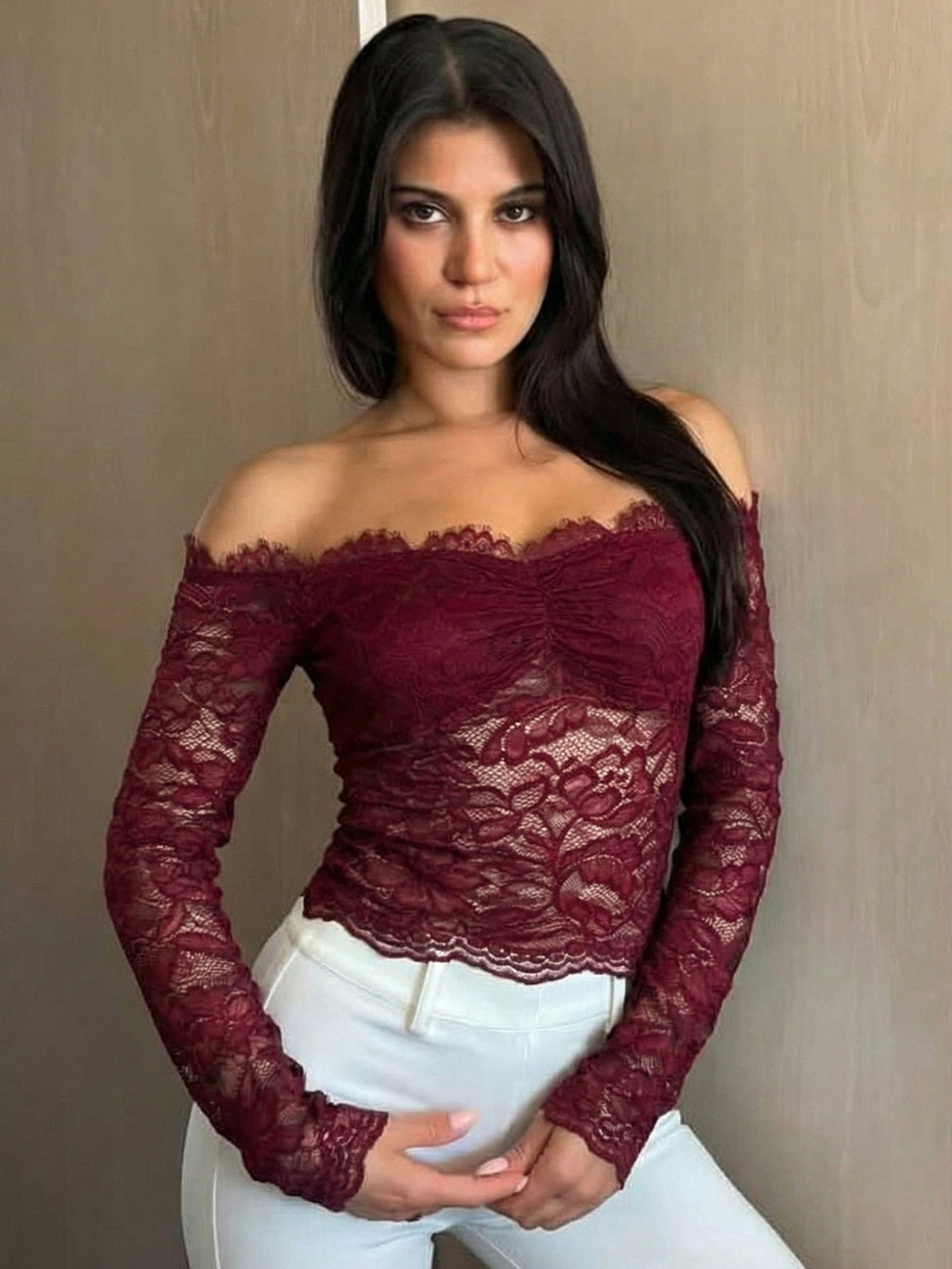 Perla off-shoulder-top i blonde