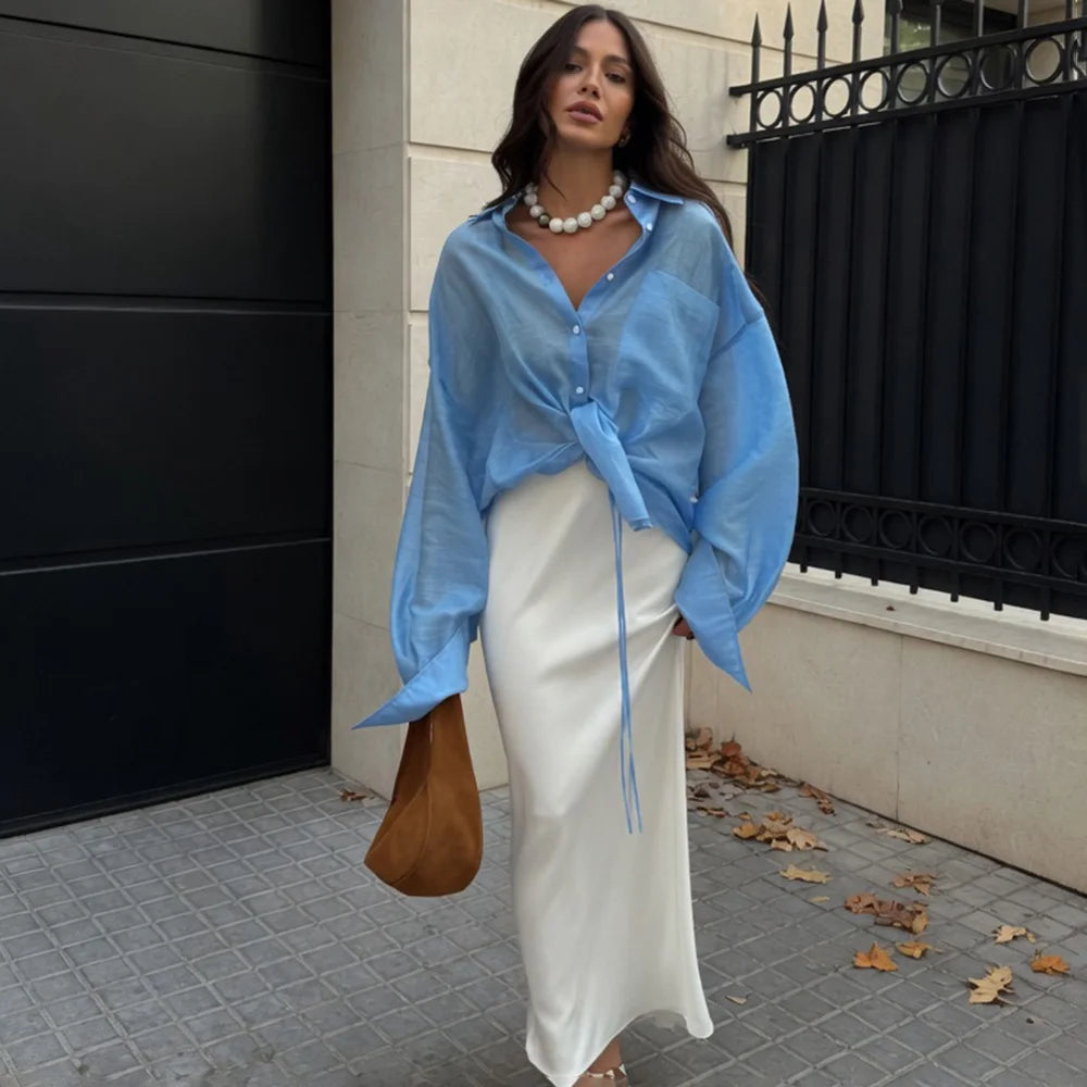Oversized top med revers