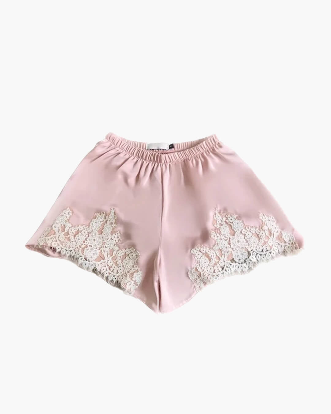 Laura satinshorts med blondepatchwork