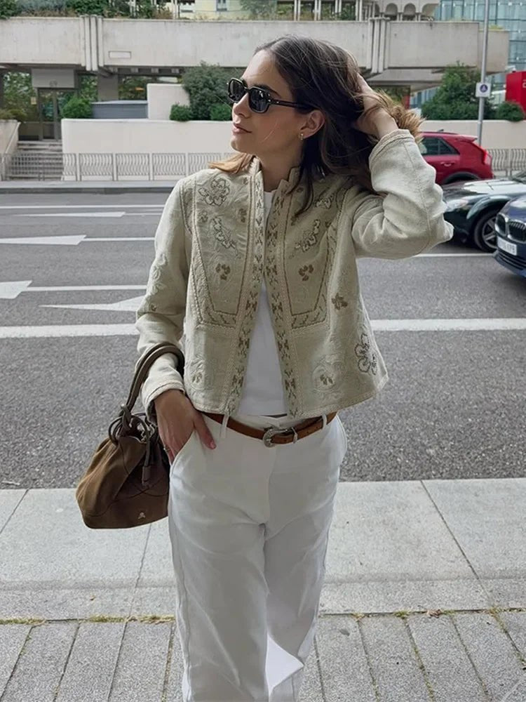 Layla Floral Print Cropped Jacket