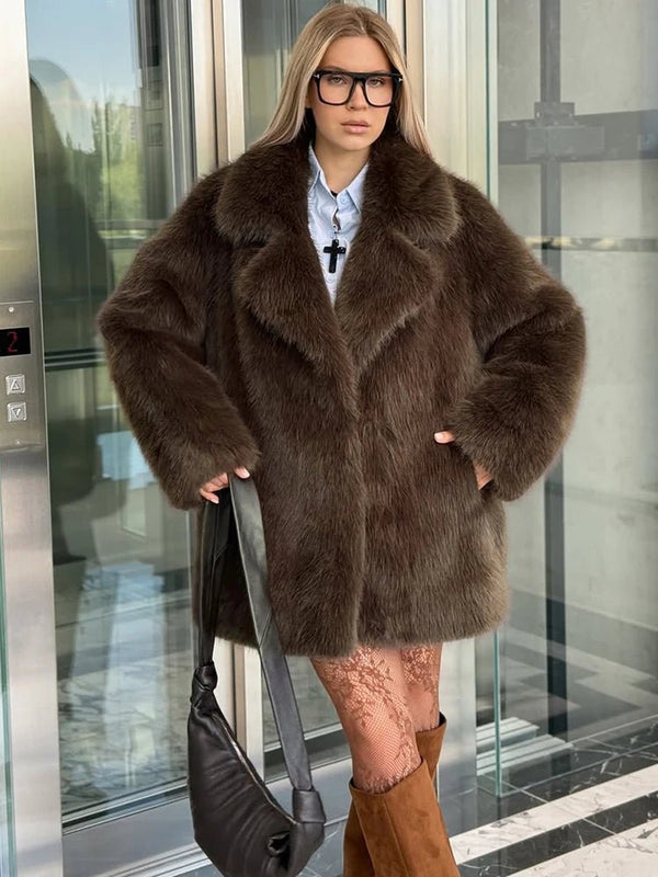 Oversized frakke Lena i imiteret pels