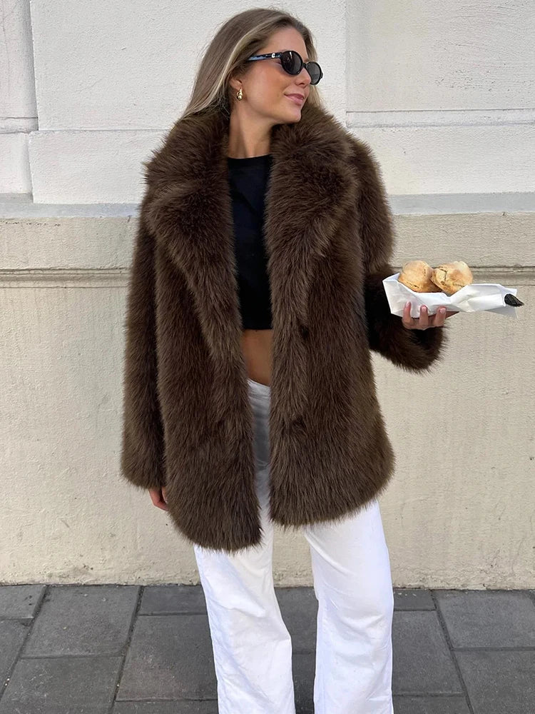 Oversized frakke Lena i imiteret pels