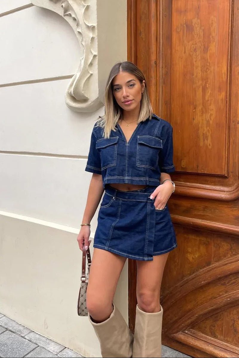 Leslie sæt med kort top og skort