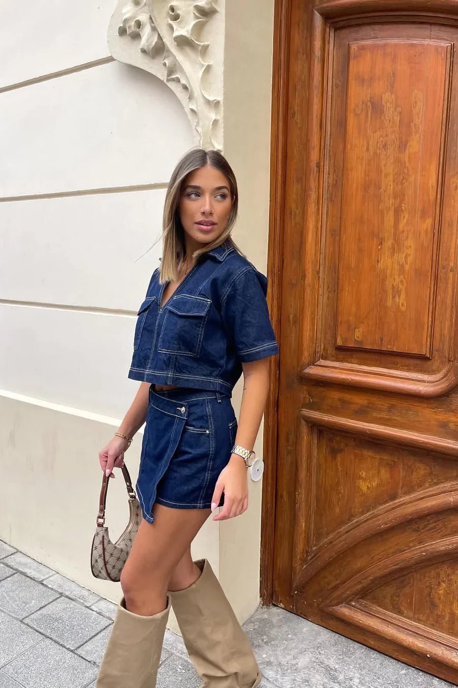 Leslie sæt med kort top og skort