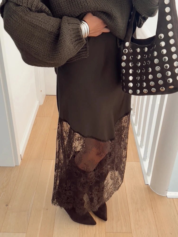 Lia Satin Lace Maxi Skirt