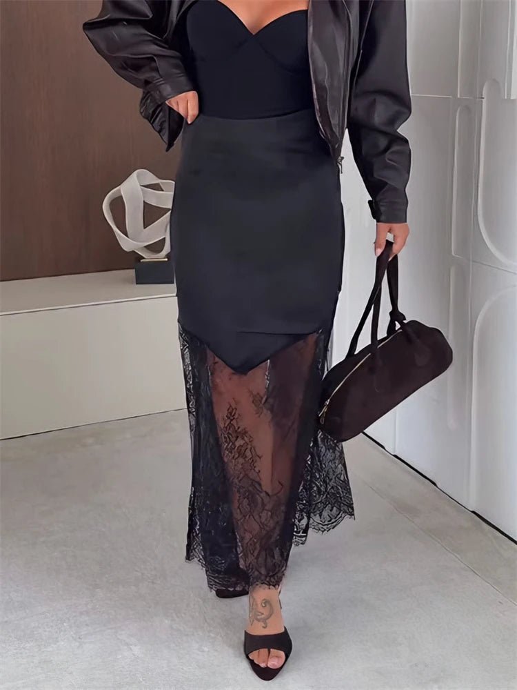 Lia Satin Lace Maxi Skirt