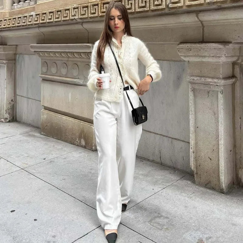 Lia hvid blondecardigan i strik