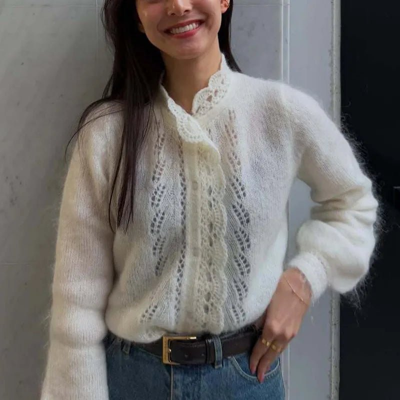 Lia hvid blondecardigan i strik