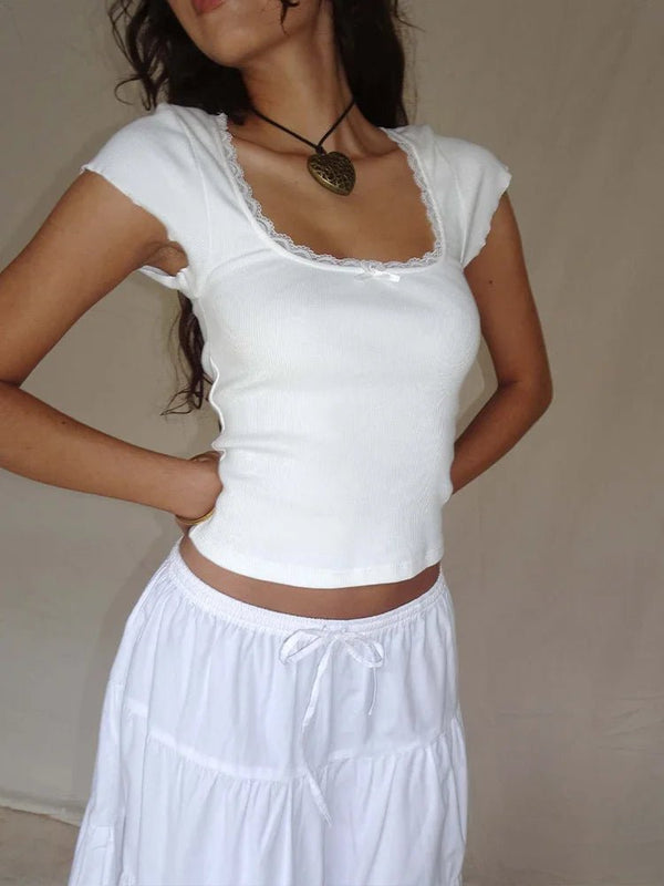 Liberty Lace Trim Crop Top