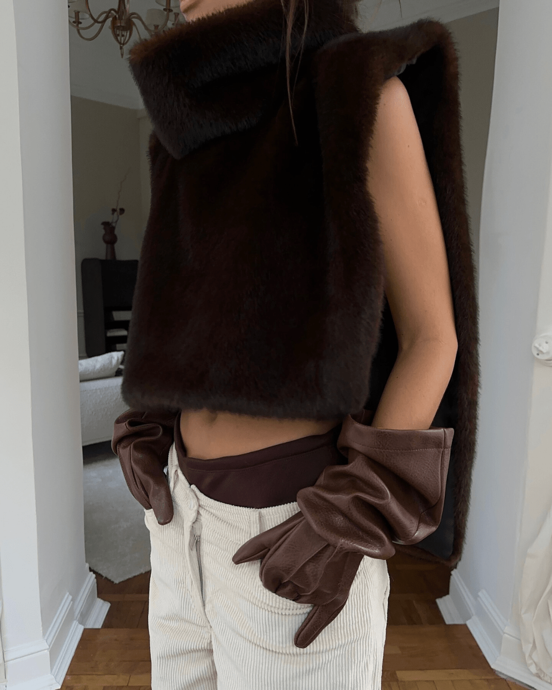 Lorna Faux Fur Turtleneck Vest