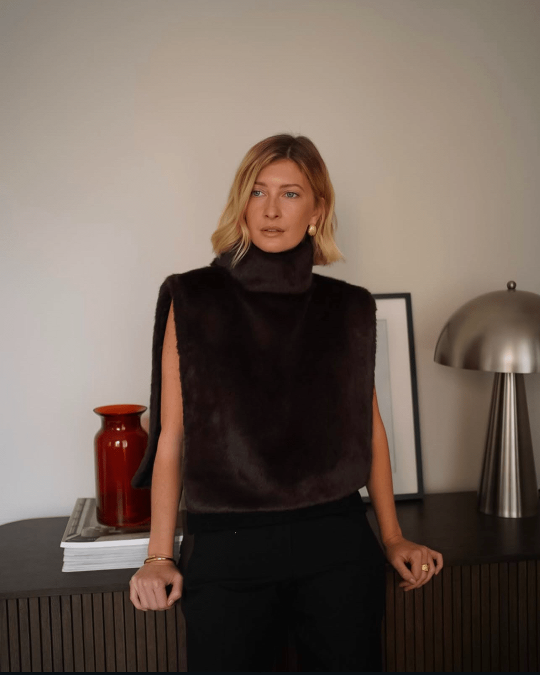 Lorna Faux Fur Turtleneck Vest