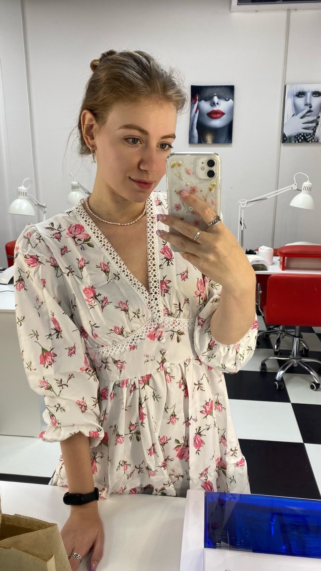 Lottie blomstret minikjole med blonder