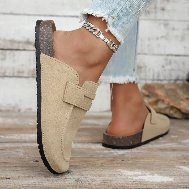 Manon mules med kork og ruskindslook