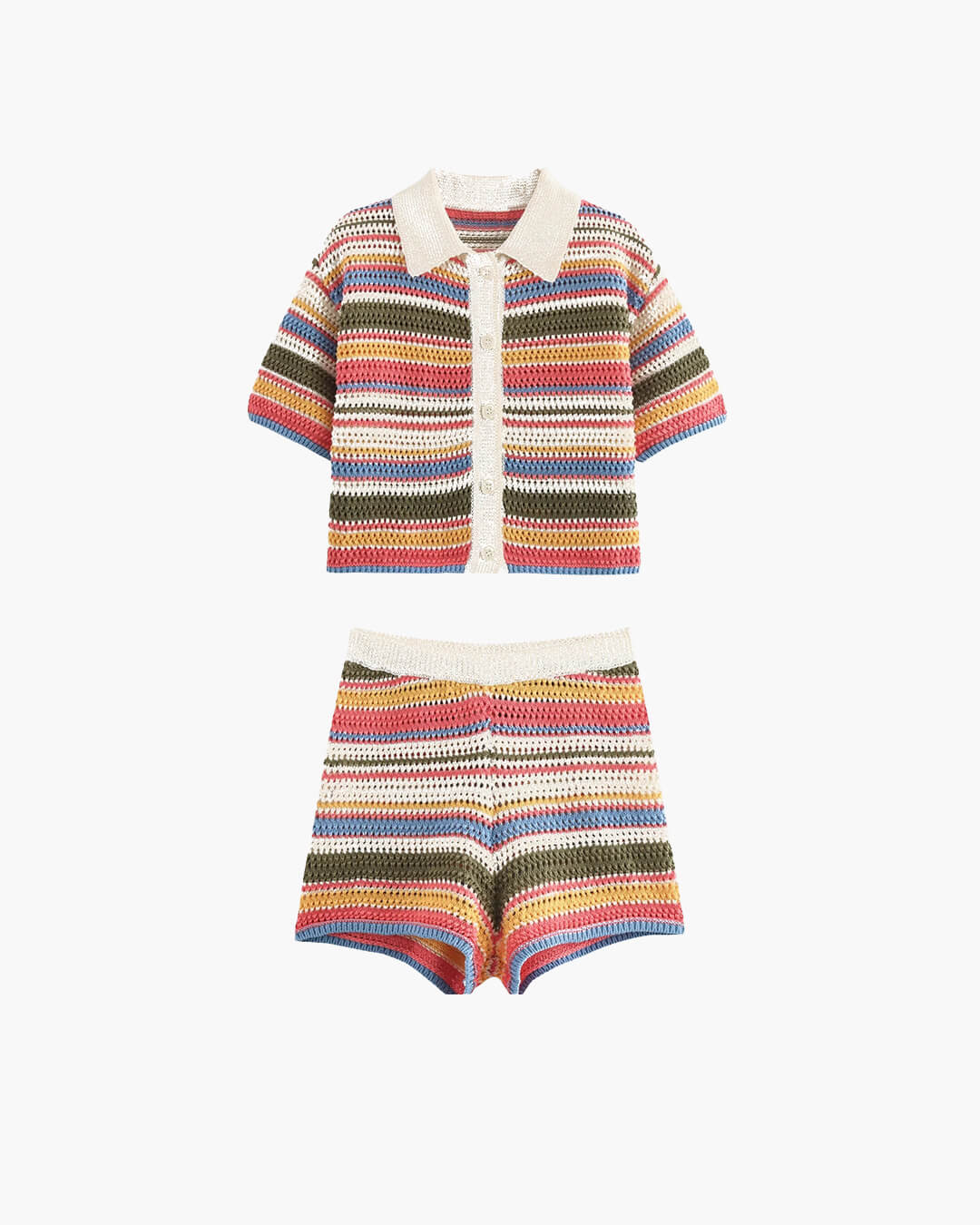 Margot strikket crop-sæt med striber