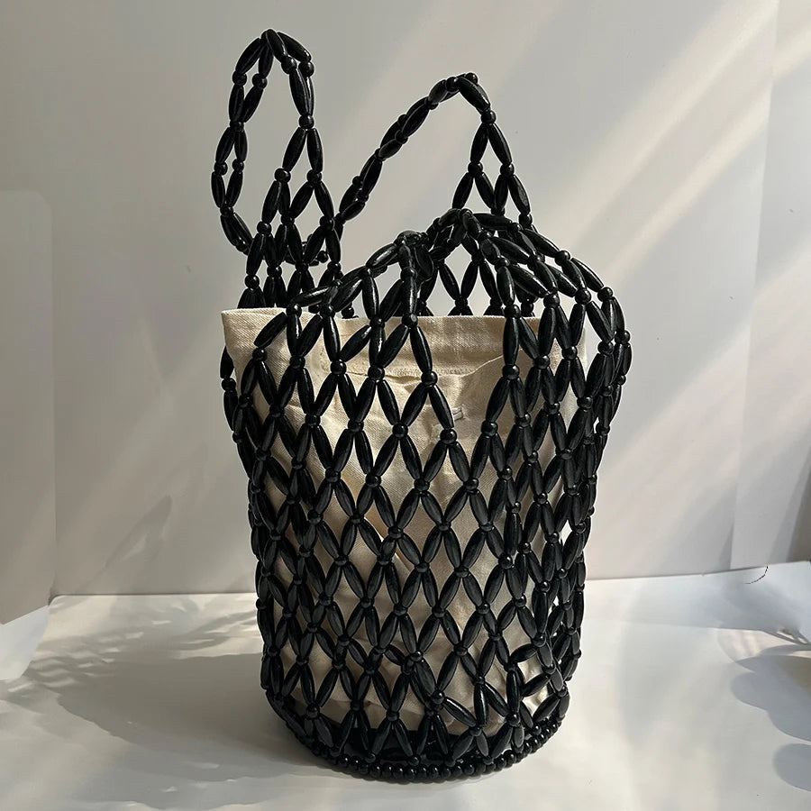 Margot flettet mulepose med perler