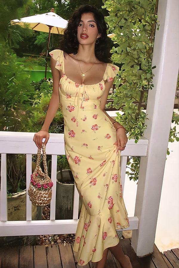 Marigold Floral Slip Midi Dress