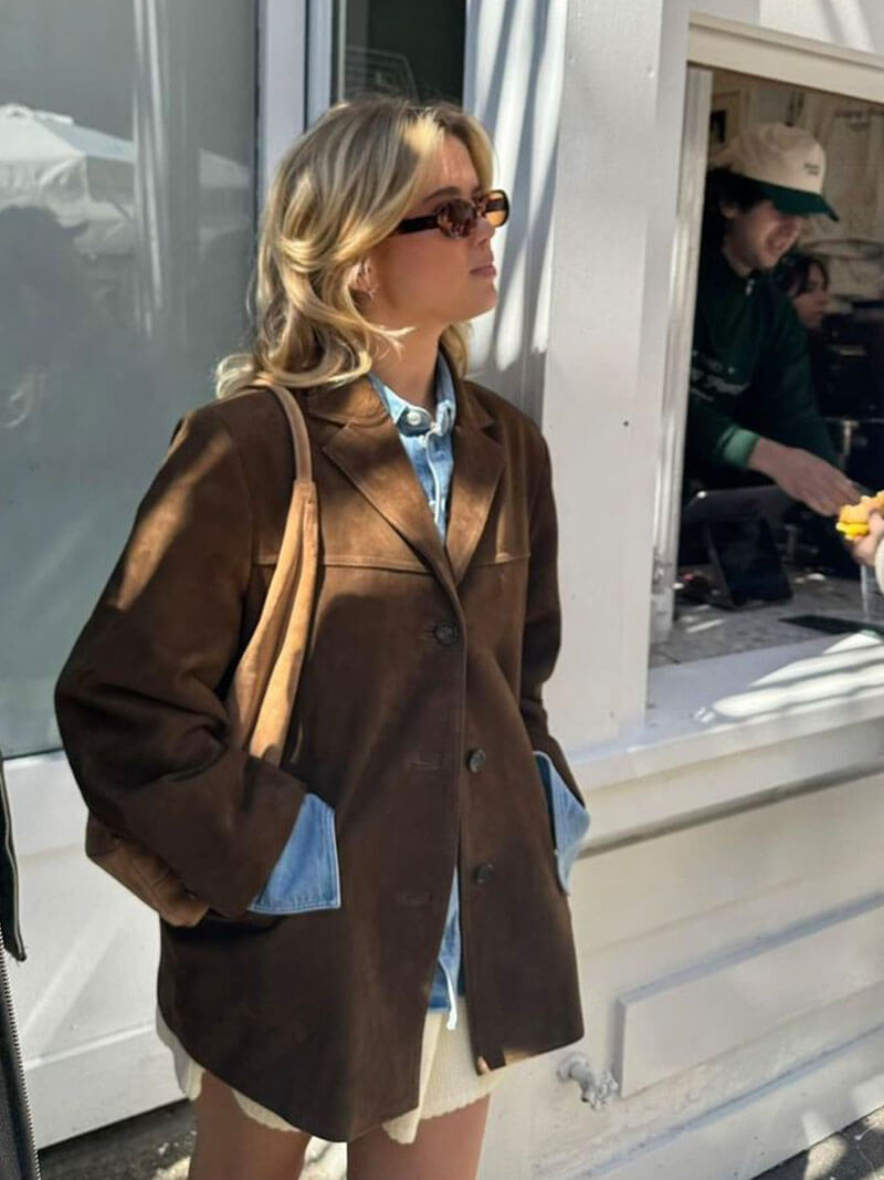 Matilda jakke i imiteret ruskind