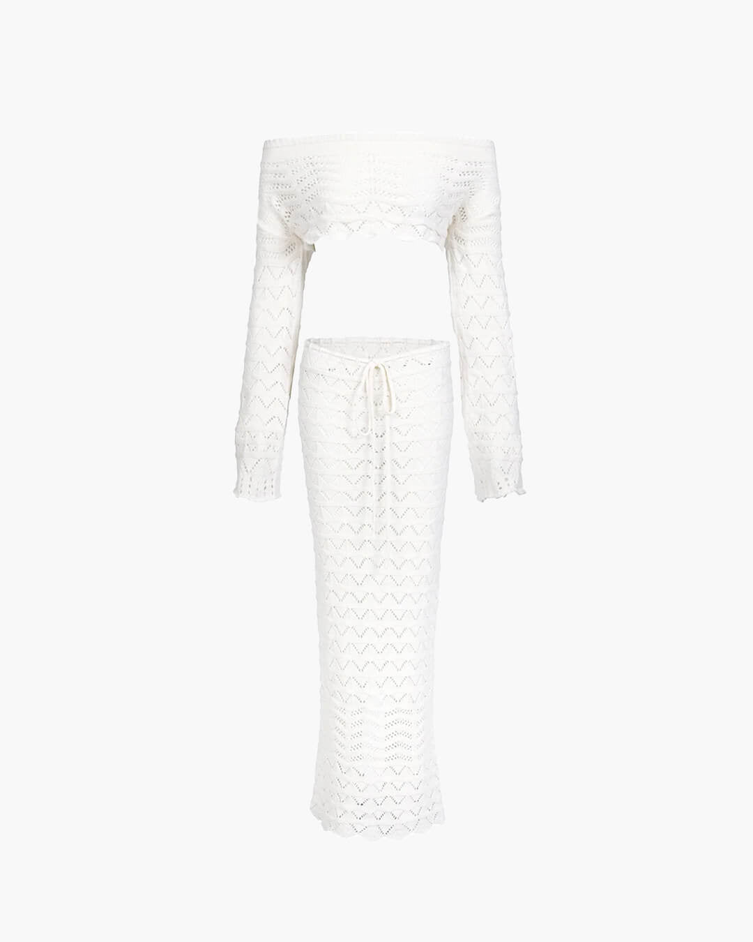 Megan off-shoulder strikket strandsæt
