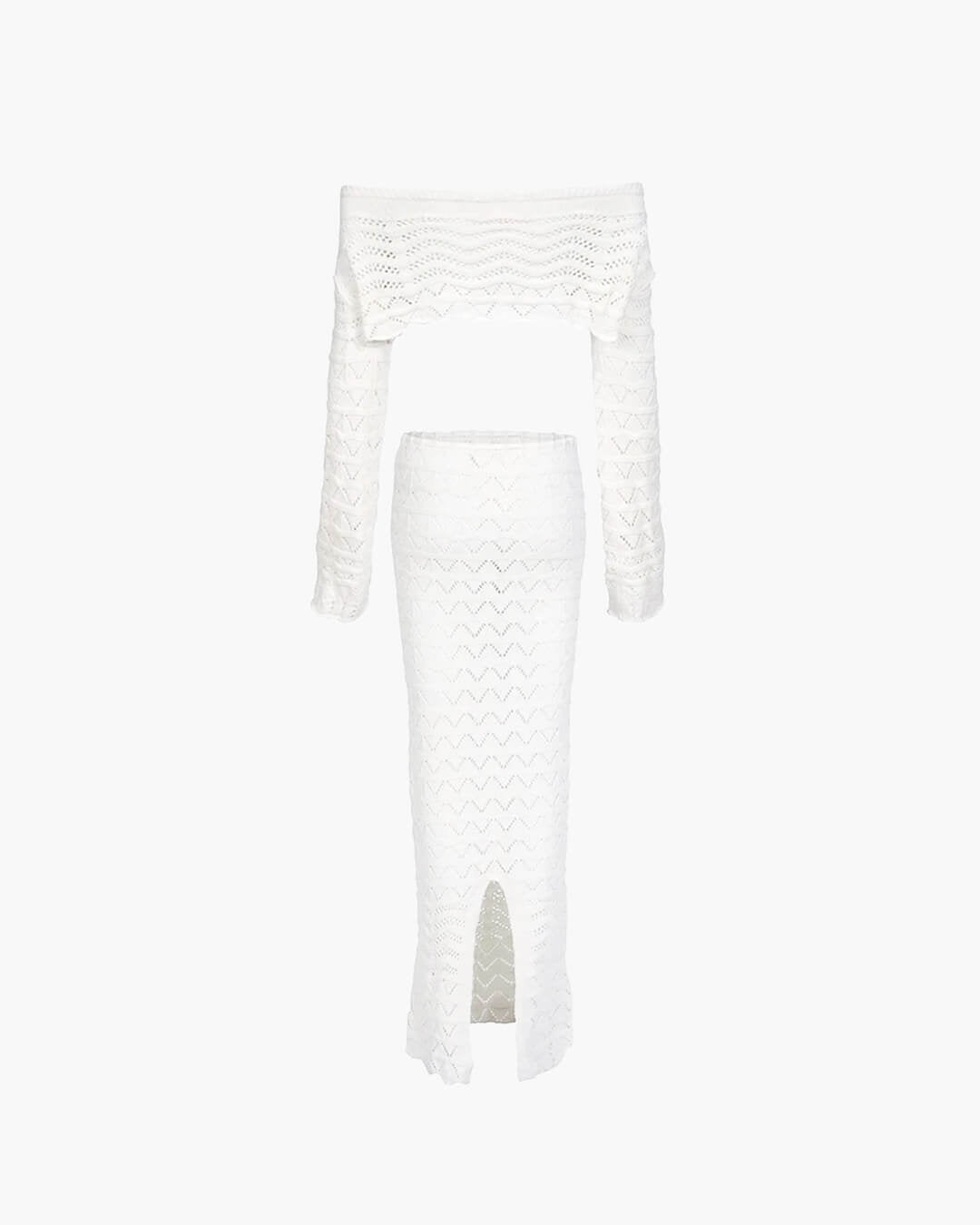 Megan off-shoulder strikket strandsæt