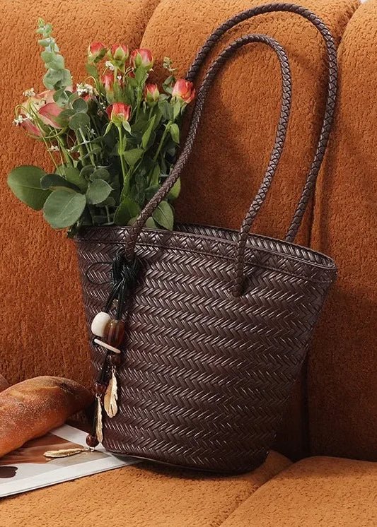 Meryl flettet bucket-taske med pung