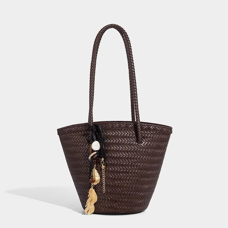 Meryl flettet bucket-taske med pung
