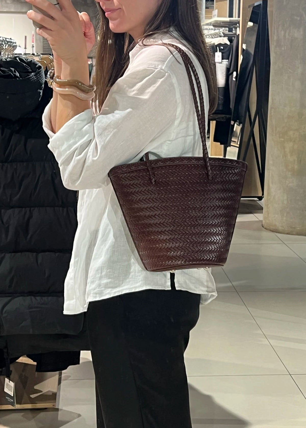 Meryl flettet bucket-taske med pung
