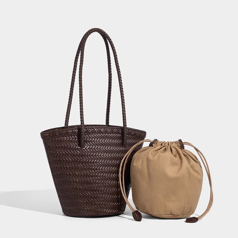 Meryl flettet bucket-taske med pung