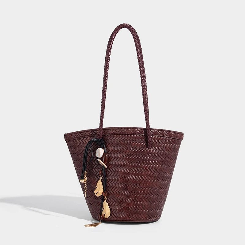 Meryl flettet bucket-taske med pung
