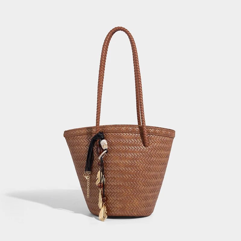 Meryl flettet bucket-taske med pung