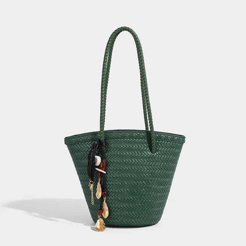 Meryl flettet bucket-taske med pung
