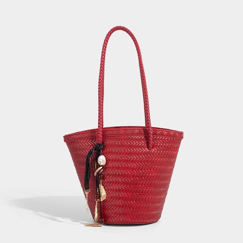 Meryl flettet bucket-taske med pung