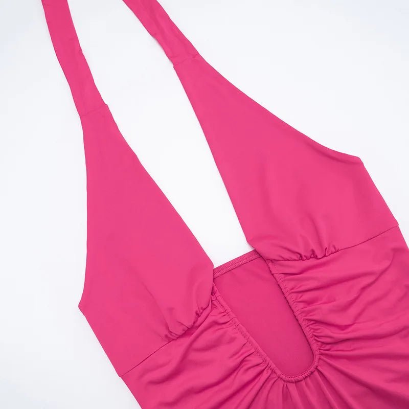 Mila rynket minikjole med halterneck